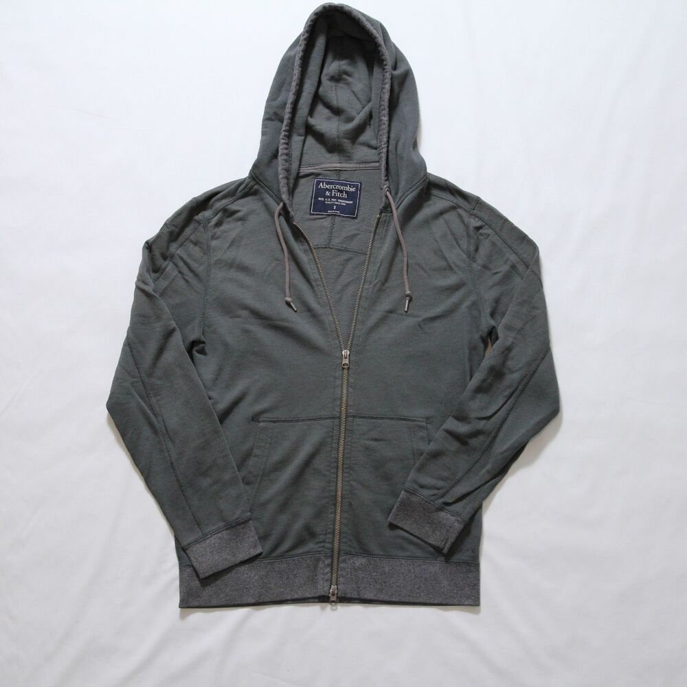 Vintage Abercrombie and Fitch Hoodie Mens S Full Double Zip Green Preppy